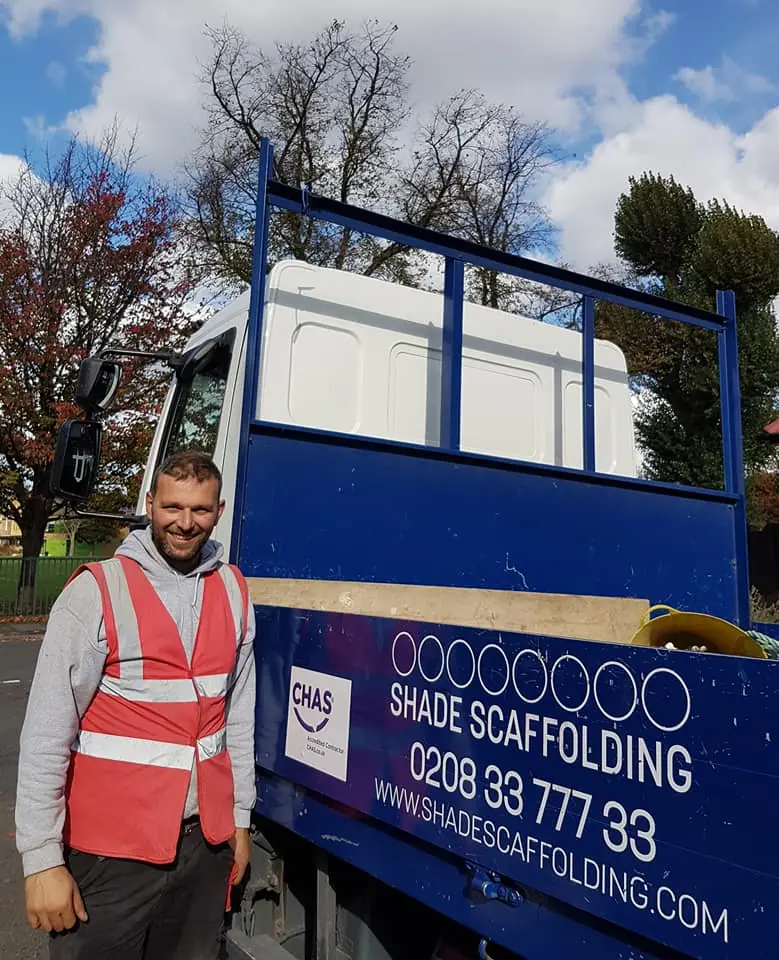 The blue Shade Scaffolding lorry